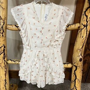 Rare Editions Cream Romper with Floral Accents